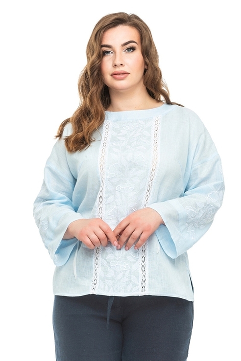 Блуза жіноча елен (льон небесно-блакитний), фото №2