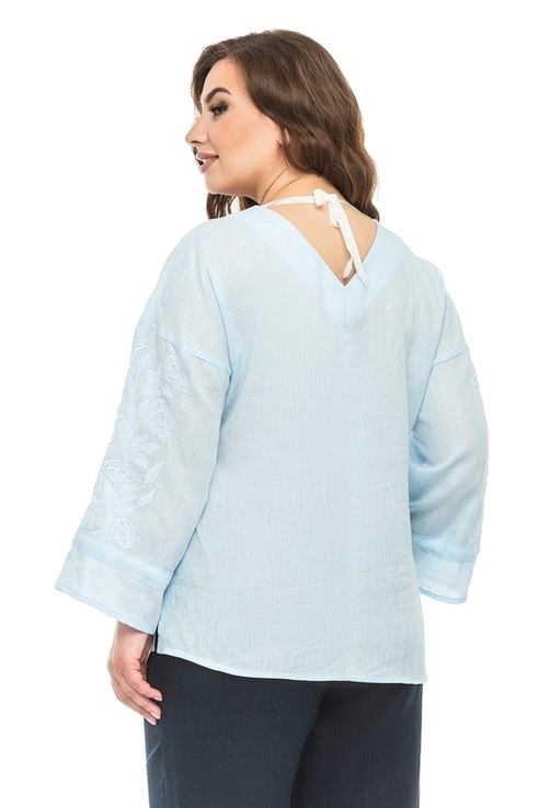 Блуза жіноча елен (льон небесно-блакитний), фото №3