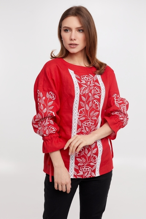 Блуза жіноча елен (льон червоний), фото №2