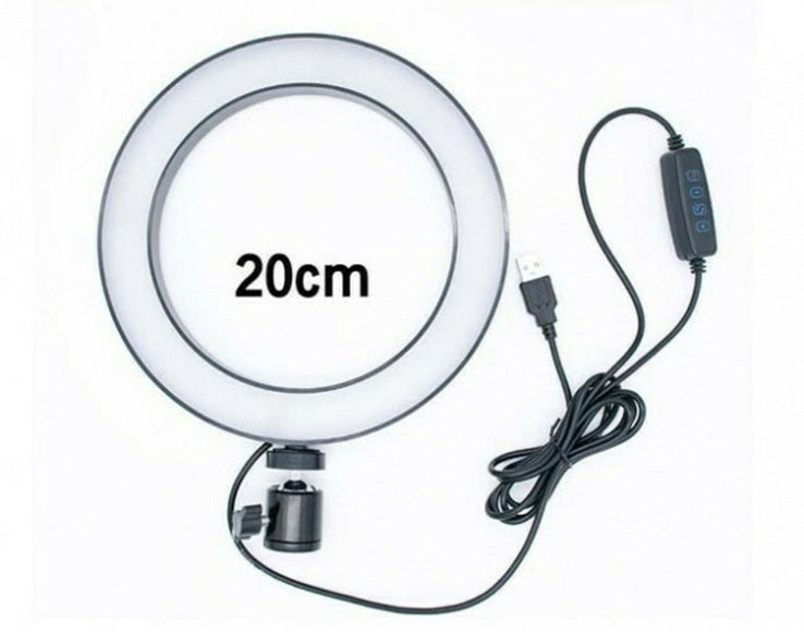 Кольцевая LED лампа 20 см селфи кольцо, фото №5