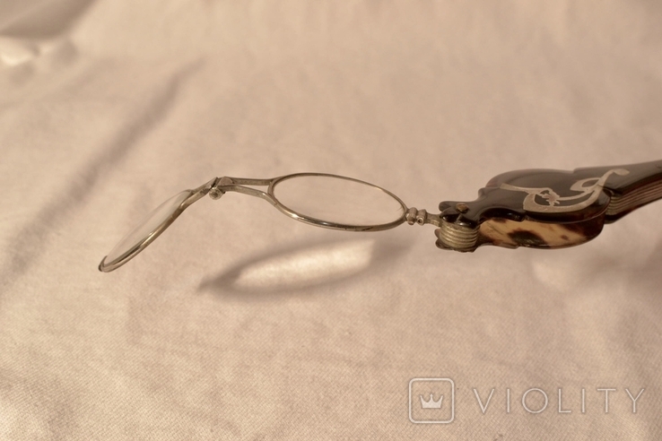Лоргнет з панцира черепахи 21 см, інкрустований 19 століттям., фото №12