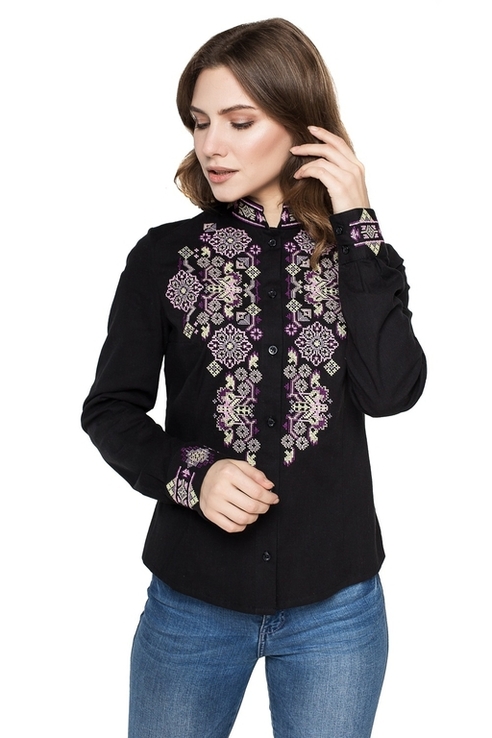 Блуза жіноча Веста (стрейч-льон чорний), фото №2