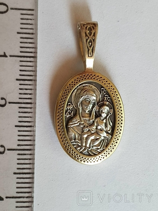 Иконка нательная Богородица. Серебро 925 проба., фото №2
