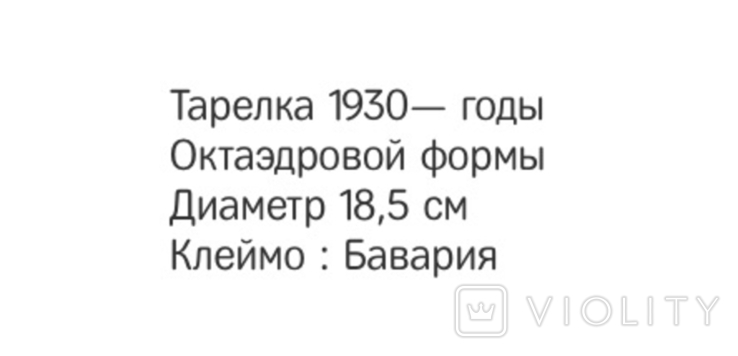 Тарелка октаэдровая Бавария 1930, фото №6