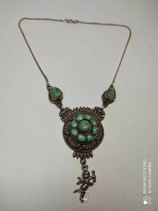Старое серебряное украшение с бирюзой, фото №13