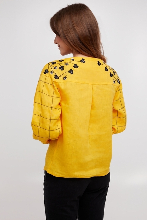 Блуза жіноча Златослава (льон жовтий), фото №3