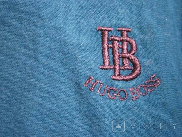 Свободная L рубашка винтаж плотный хлопок бренд лого Hugo Boss, фото №6