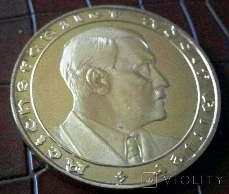 Медаль 1933 року Німеччина.Копія пробної.Позолота 999, фото №3