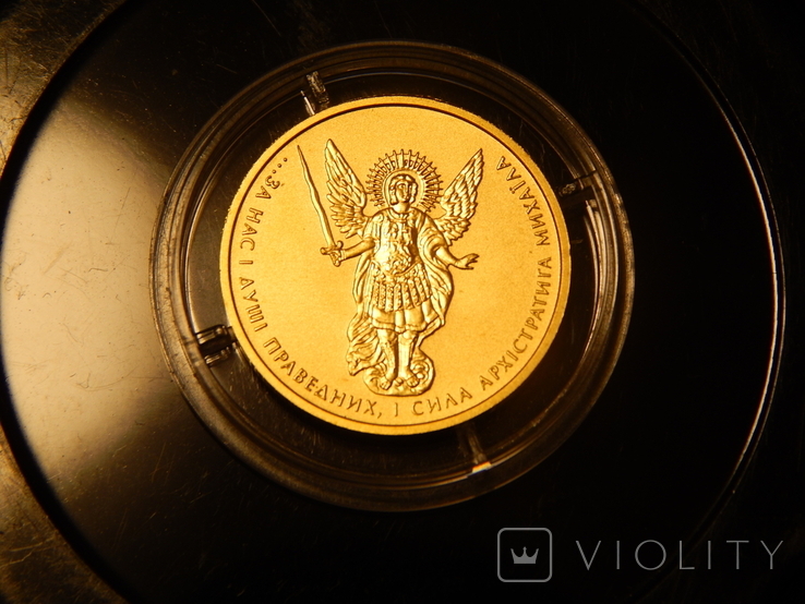 5 гривен Архистратиг Михаил 2013 года, золото 7,78 грамм, 999,9, фото №2