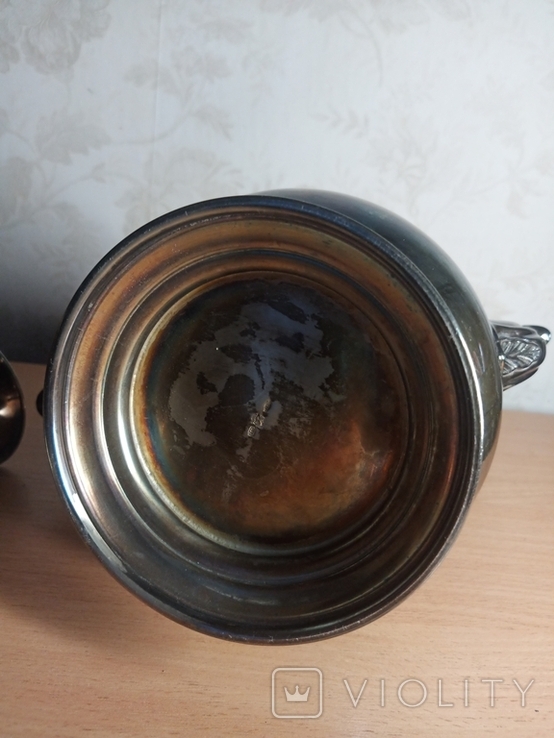 Серебро набор чайник молочник 976 гр, фото №5