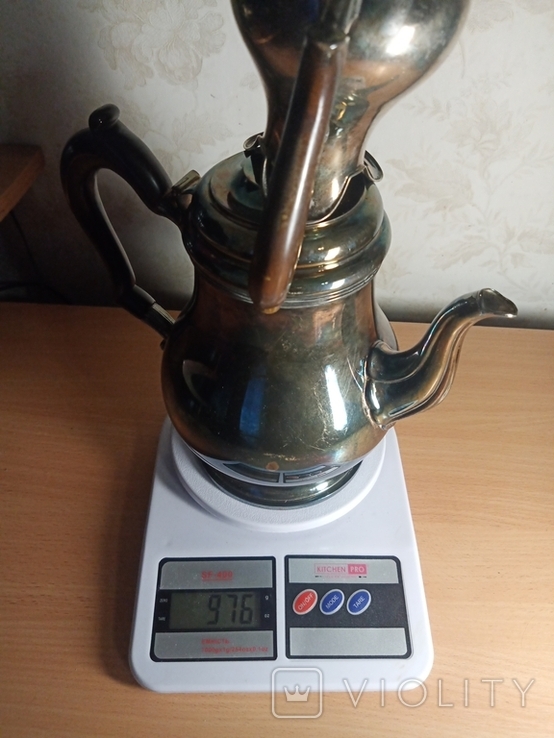 Серебро набор чайник молочник 976 гр, фото №8