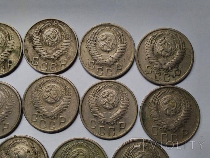 15 копеек 1932,48(2шт),50(2шт),52,54(2шт),55(4шт),56,57-14шт.монет, фото №6