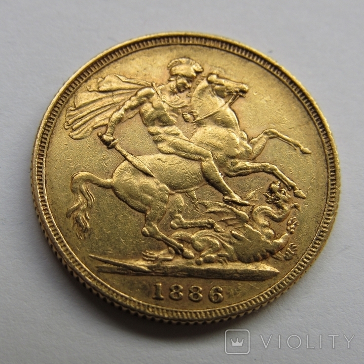 1 фунт (соверен) 1886 г. Великобритания, фото №3