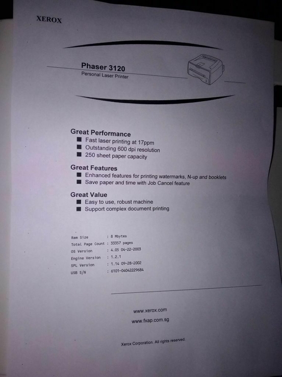 Принтер лазерный Xerox Phaser 3120 Отличный, numer zdjęcia 4