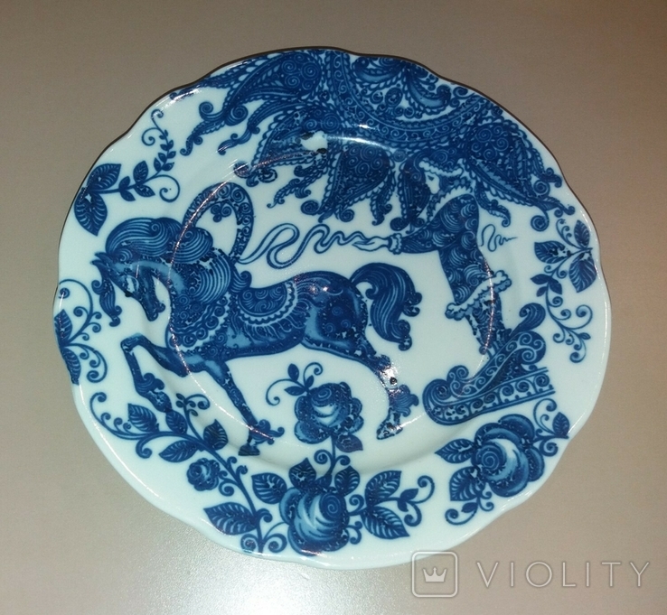 Настенная тарелка Синий конь, Снегурочка. Дулево, фото №5