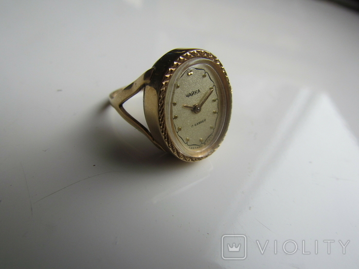 Часы кольцо Чайка 1301 позолота