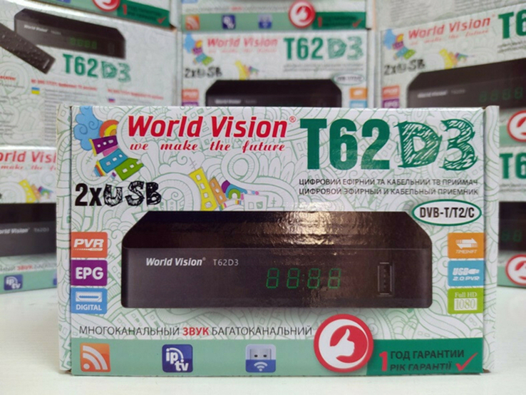 Ефірний DVB-T2/C тюнер World Vision T62D3 +IPTV+YouTube+Megogo+Kino Live Гарантія