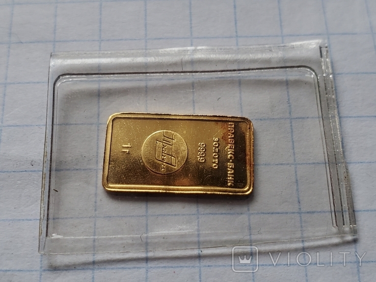 Gold bar 1 gram, 999.9, Pravex-Bank., photo number 5