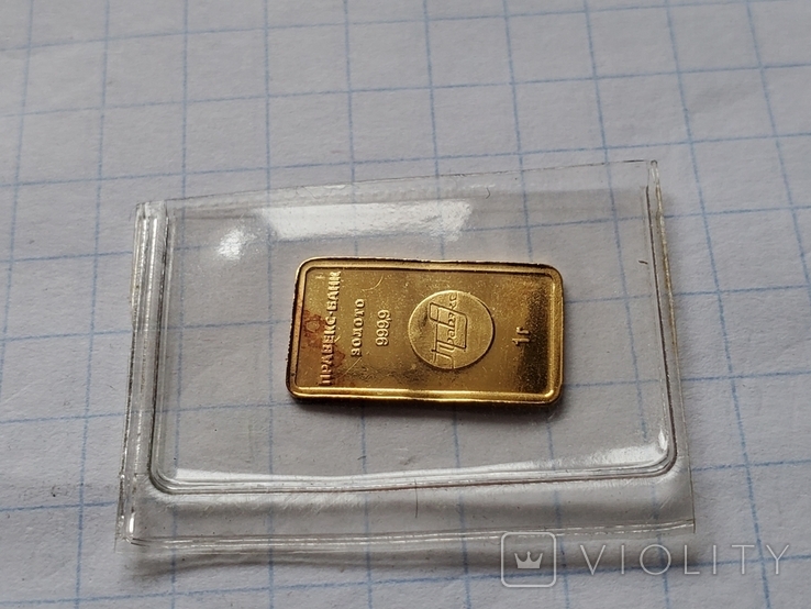 Gold bar 1 gram, 999.9, Pravex-Bank., photo number 7