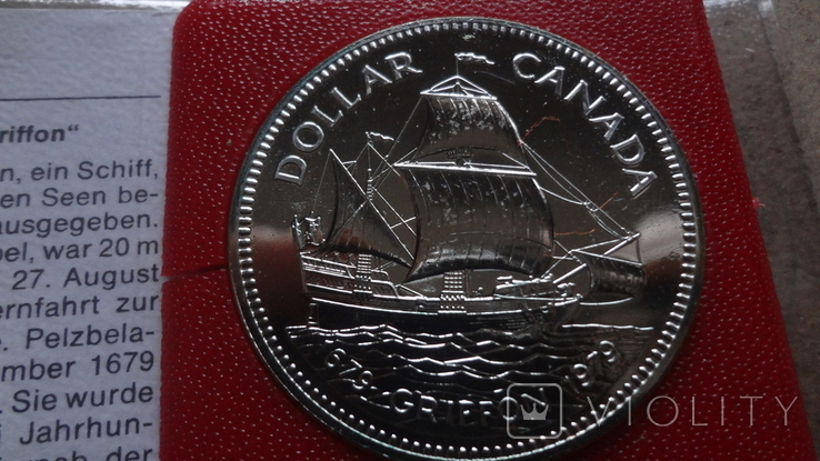 1 доллар 1979  Канада Парусник Грифон  Сертификат серебро, фото №3