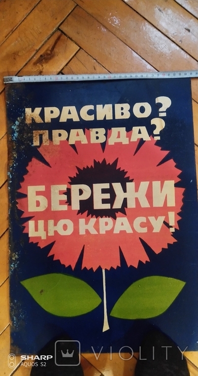 "Бережи цю красу" - металлическая табличка, времён СССР., фото №6