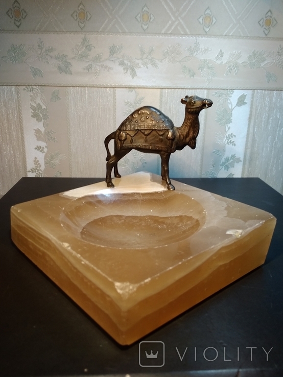 Пепельница СССР с бронзовым верблюдом, натуральный оникс, 50-е, 1,2 кг, фото №2
