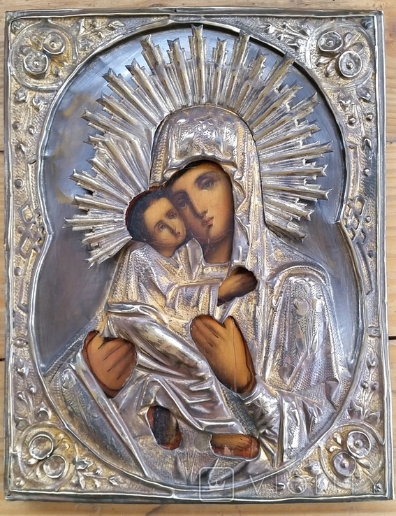 Ікона Володимирська Богородиця, латунь, 22,0х17,2 см, фото №2