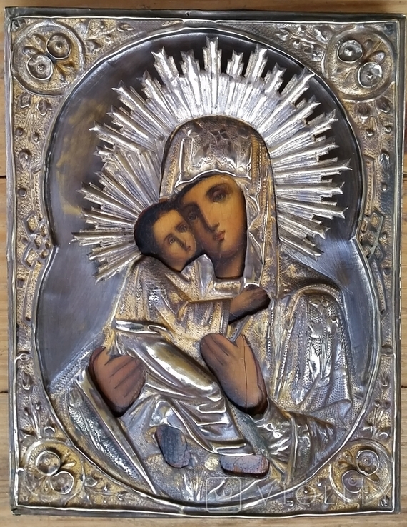 Ікона Володимирська Богородиця, латунь, 22,0х17,2 см, фото №3
