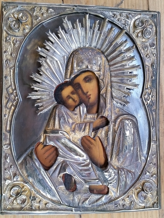 Ікона Володимирська Богородиця, латунь, 22,0х17,2 см, фото №4