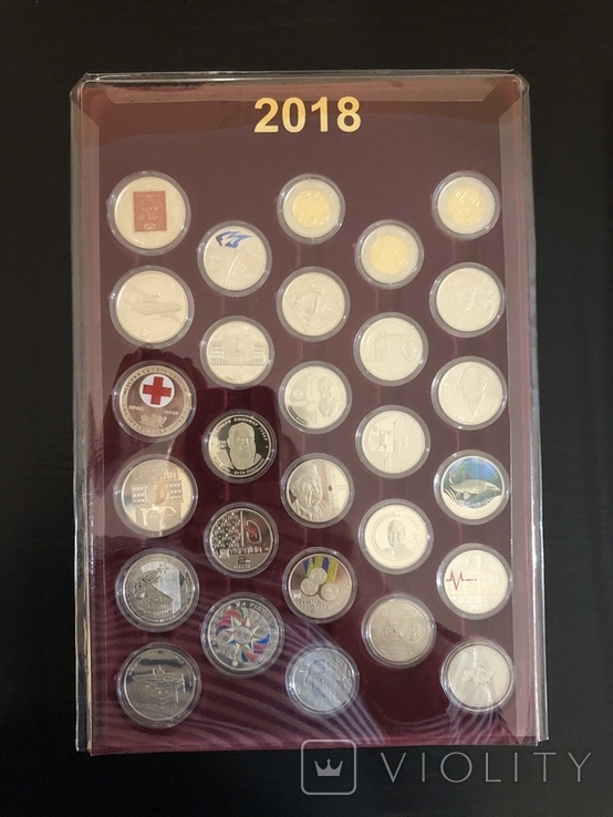 Полный набор медноникелевых монет НБУ 2018 года в планшете, фото №2