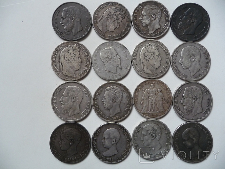 16 больших серебряных монет 19 века, фото №2