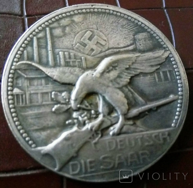 Медаль 1935.Німеччина. Копія - не магнітна, посрібнена, фото №2