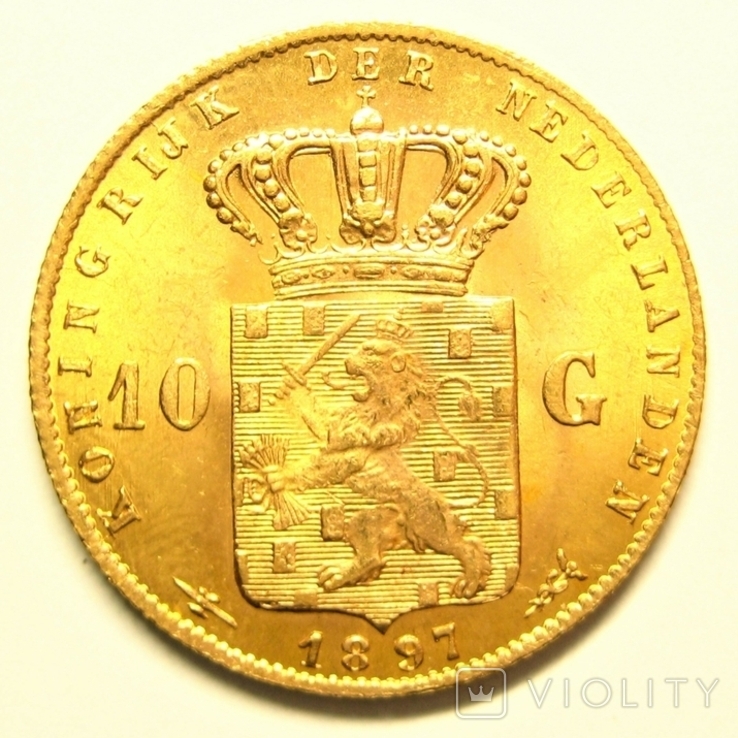 Нидерланды 10 гульденов 1897 г., фото №4