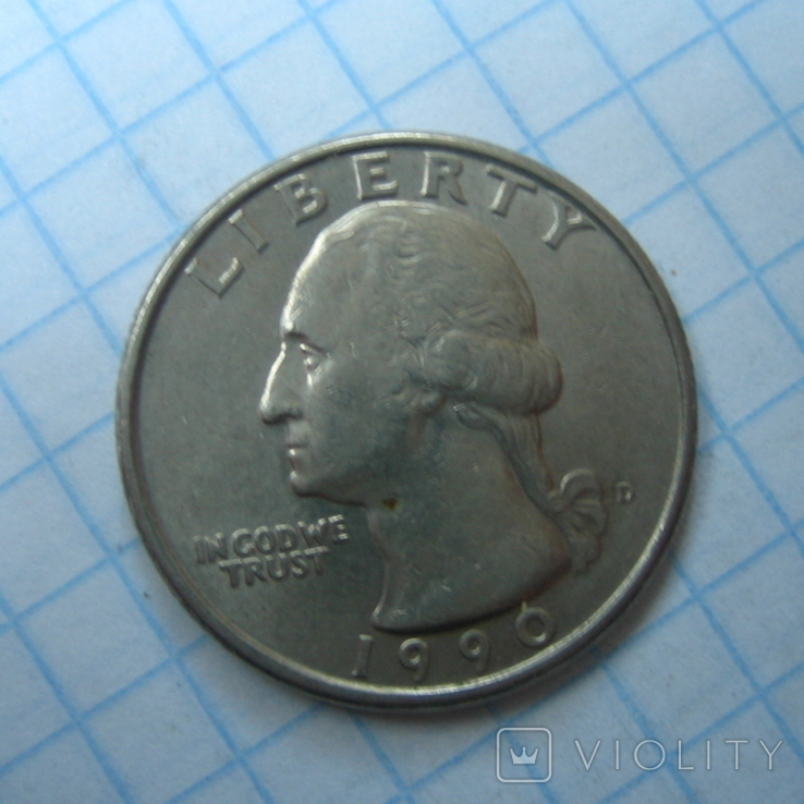 США 25 центов 1990 года.D, фото №3