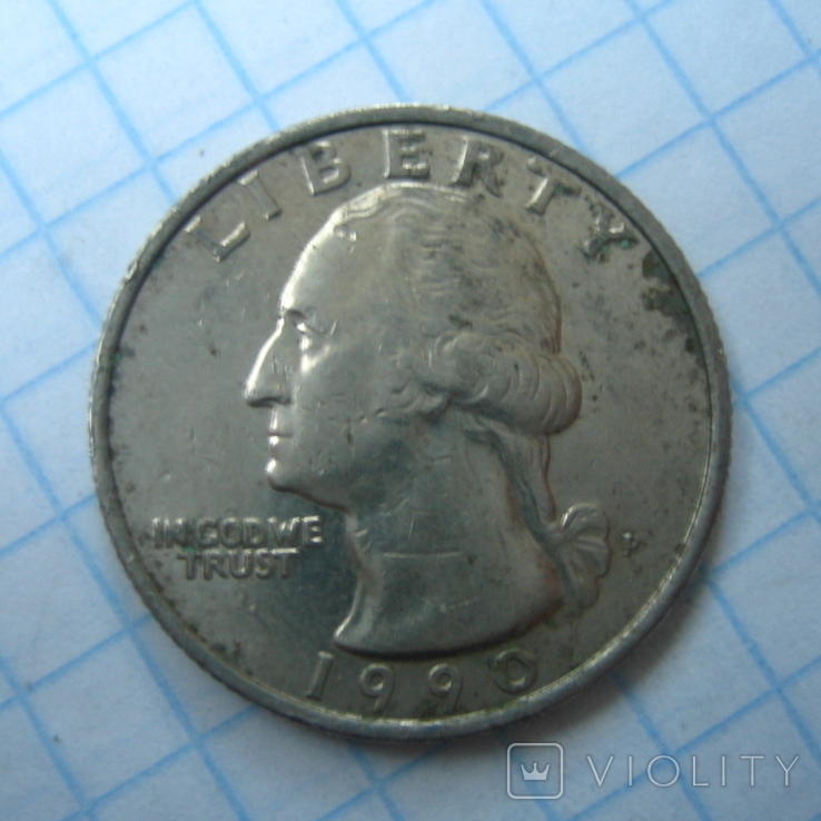 США 25 центов 1990 года.P, фото №2