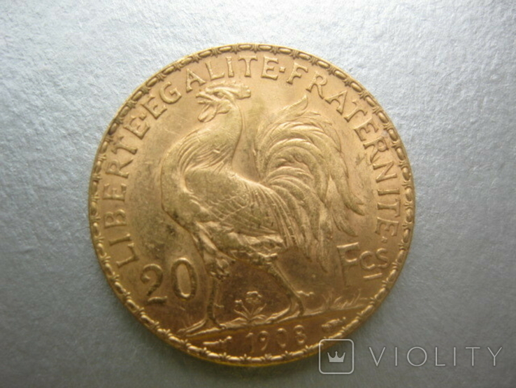 20 франков 1908 год Франция, фото №3