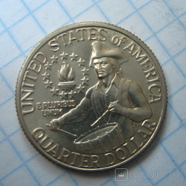 США 25 центов 1976 года Барабанщик, фото №2