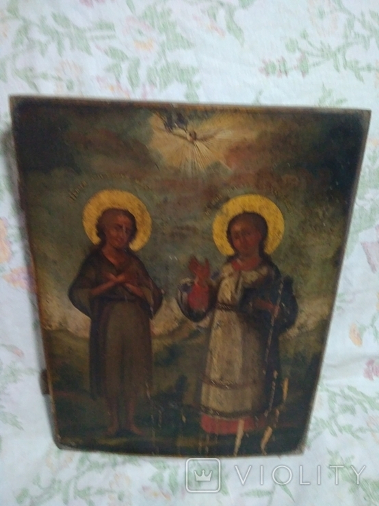 Старая икона. Пресвятая Мария Египетская. Р. 36/27см., фото №12