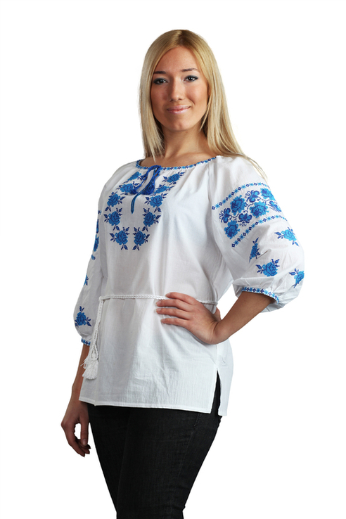 Блуза вишиванка жіноча Ружа (батист білий), фото №2