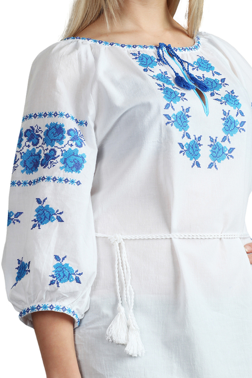 Блуза вишиванка жіноча Ружа (батист білий), фото №3