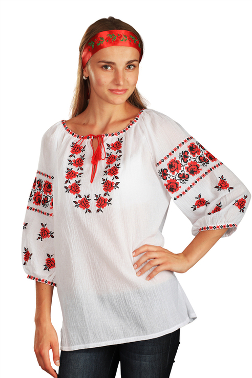Блуза вишиванка жіноча Ружа (батист білий), фото №4