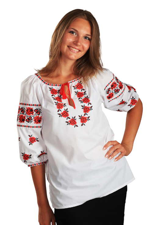 Блуза вишиванка жіноча Ружа (батист білий), фото №5