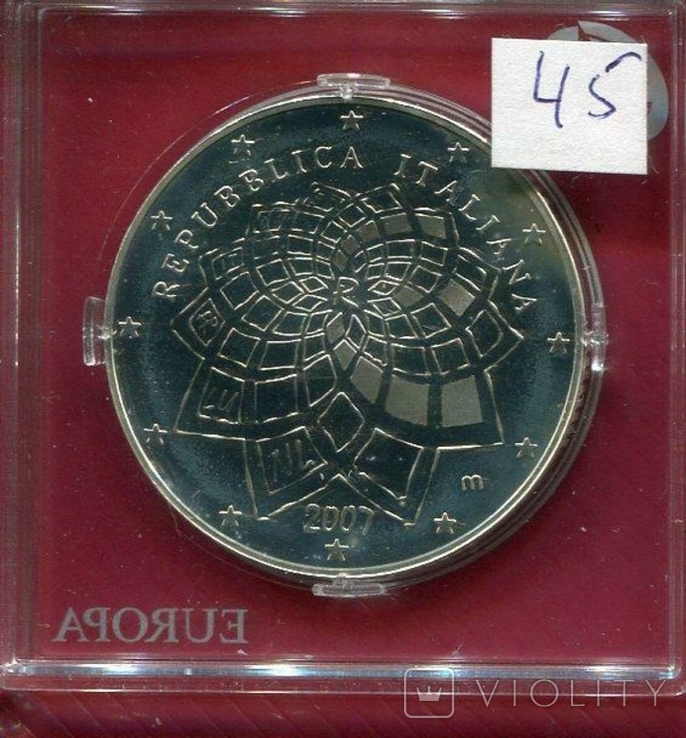 Италия 10 евро 2007 ПРУФ серебро Римский договор, фото №3