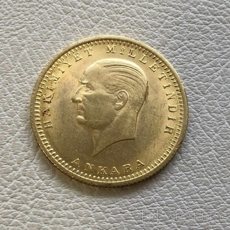 Турция 100 куруш 7,2 грамма золота 917, фото №2