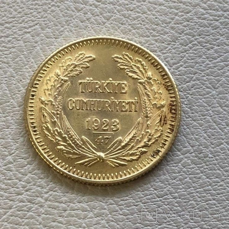 Турция 100 куруш 7,2 грамма золота 917, фото №3