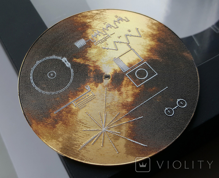 Тираж 500 шт. VOYAGER GOLDEN RECORD позолота 2 Острова Кука 2020 г., 1/2 Унции