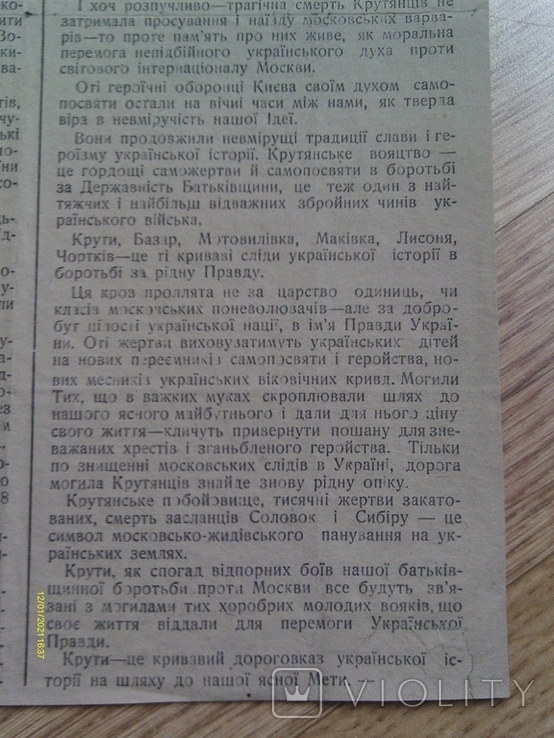 Документ ОУН. Українські Термопілі. На річницю бою під Крутами., фото №8