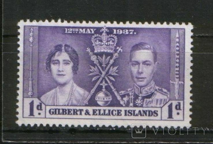 1937 Брит. колонии Гилберта и Эллис о-ва. Коронация Георга VI