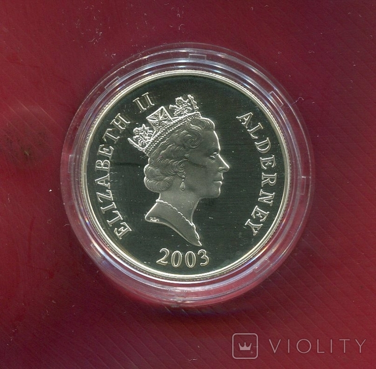 Олдерни 5 фунтов 2003 ПРУФ серебро Принц Уэльский, фото №5