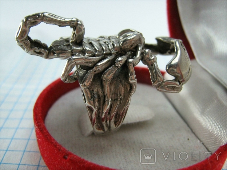Серебряное Кольцо Перстень Скорпион Массивное 3D Размер 18.75 Серебро 925 проба 716, фото №5